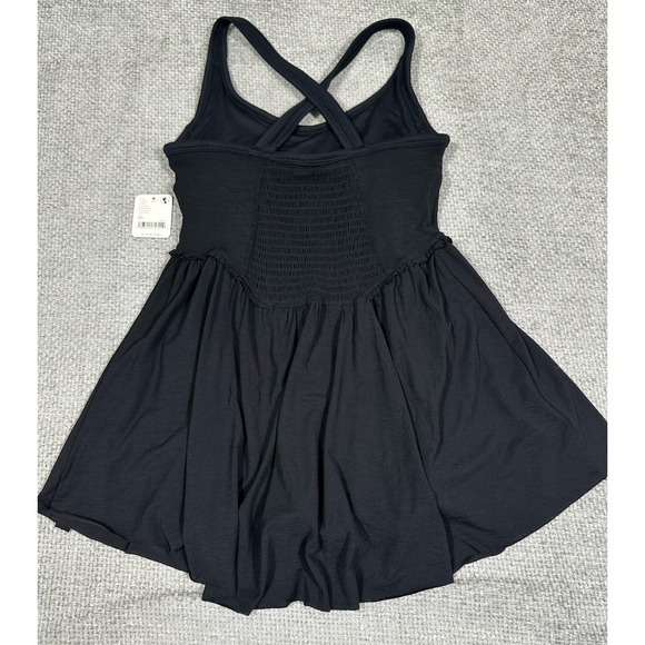 Free People Movement Smockin Hot Mini Dress Womens Extra Small Black Romper Read - Picture 2 of 14